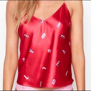 NWOT Victoria’s Secret 2019 Valentine’s Day Red Love Letter Satin Cami Sz S